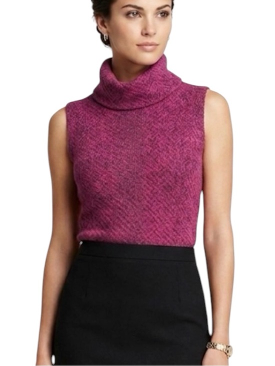 Classiques Entier Sweaters - Magenta Lambs Wool Angora Sleeveless Turtleneck Sweater Purple Shimmer Size S